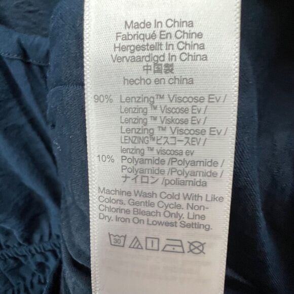 Madewell Sophia Open Back Mini Dress L Blue Fit Flare Shirred Soft Twill Boho - Picture 11 of 14